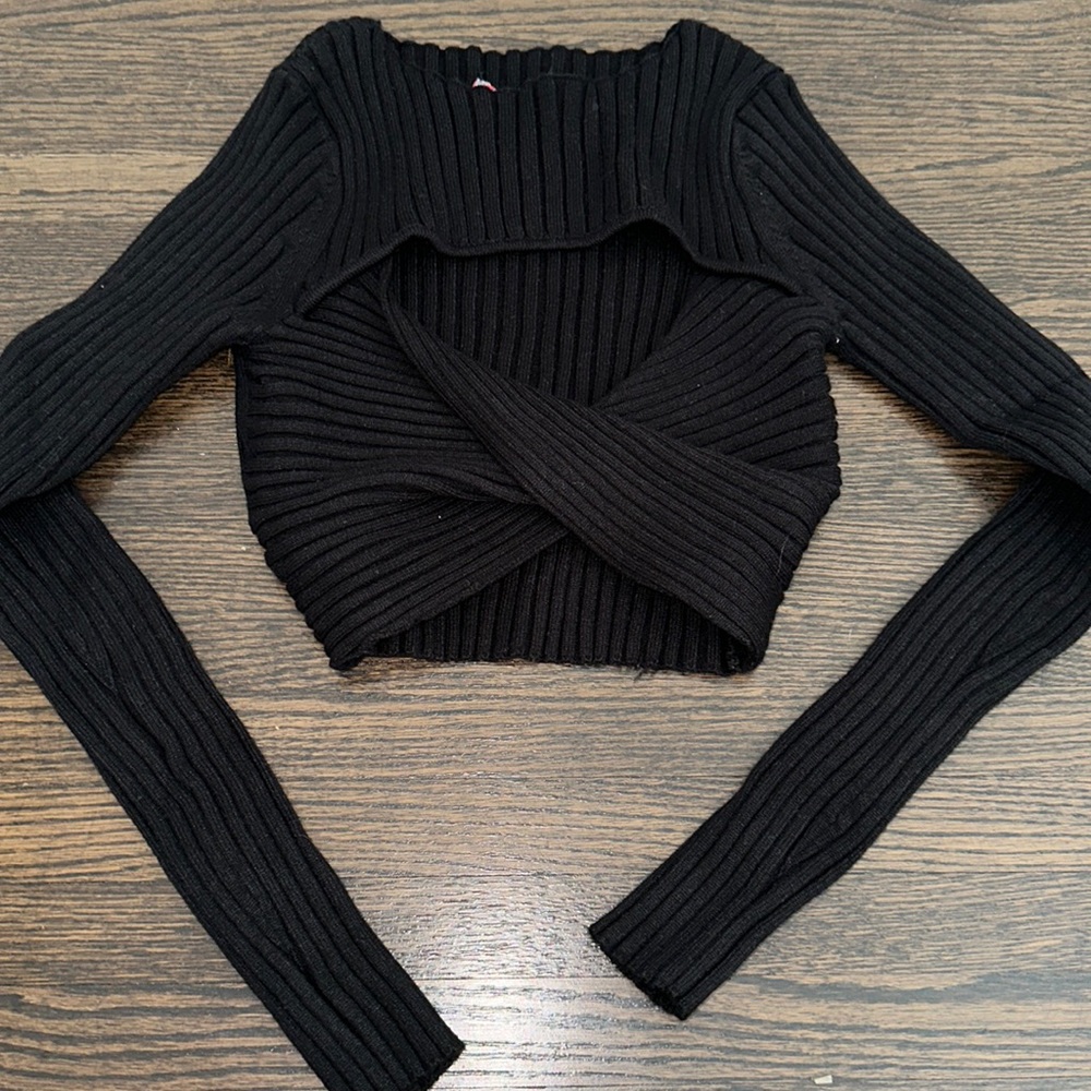 Urban Outfitters Cropped Twist-Front Sweater